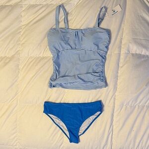 Blue Striped Tankini Set